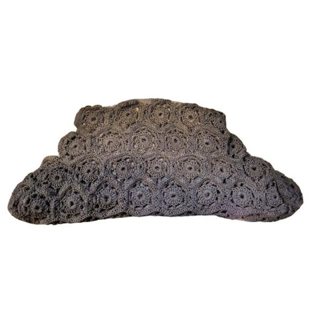 Stunning 30s or 40s Black Corded Crochet Clutch Purse